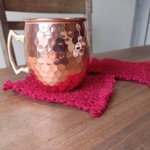 Boho Fringe Mug Rug Coasters (4) - Burgandy